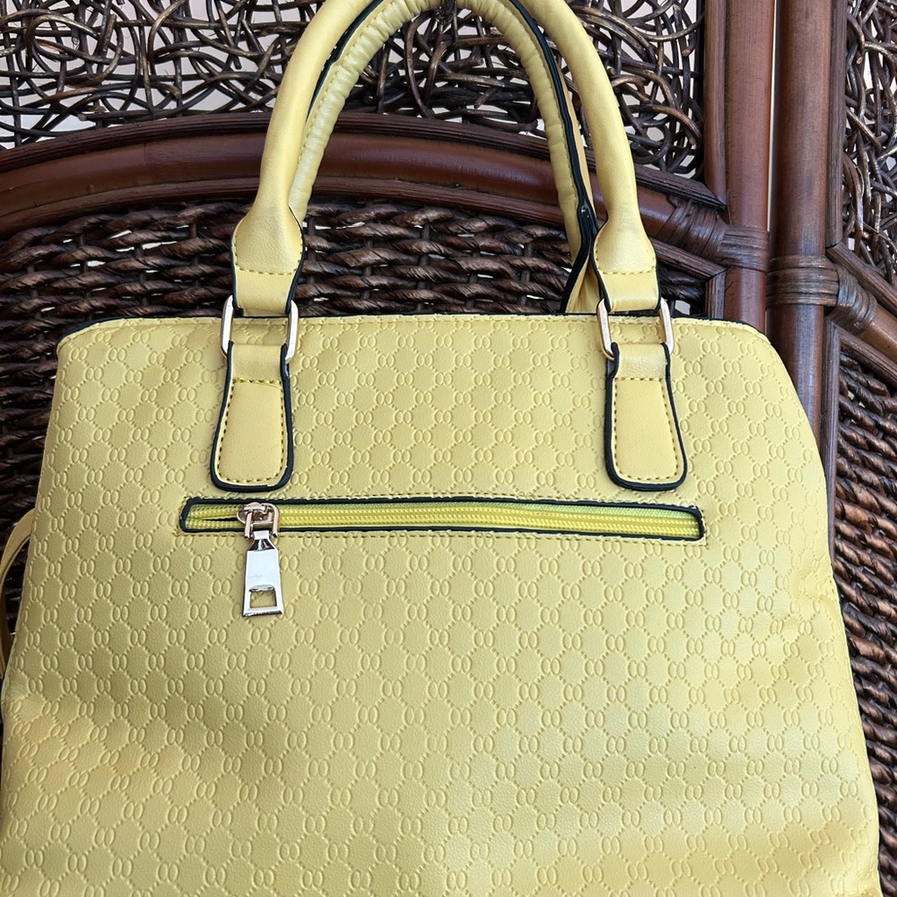 Yellow Designer Women's Handbag with 2 straps, long & short